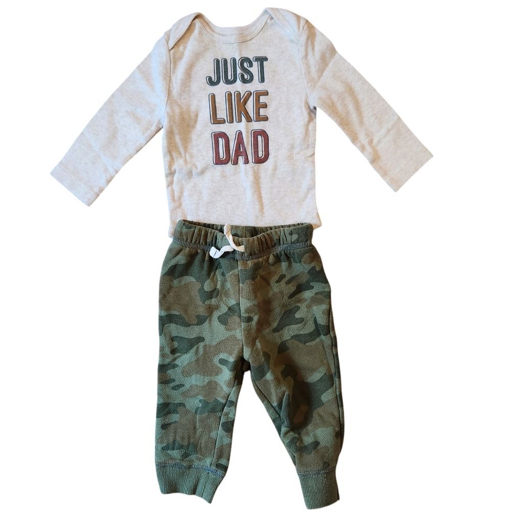 Jumping Beans "Just Like Dad" Long Sleeve Bodysuit and Pants Set Size 6 months